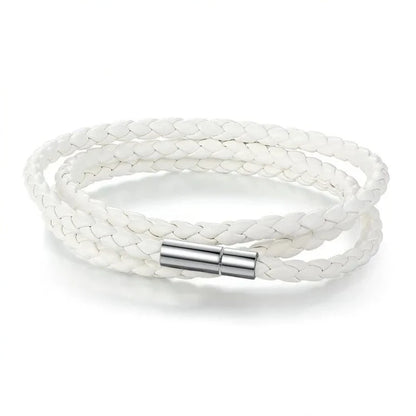 a white leather bracelet