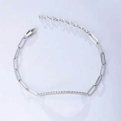 a silver bracelet with a chain